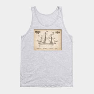 Golden Hind or Golden Hinde. Francis Drake Ship - SDL Tank Top